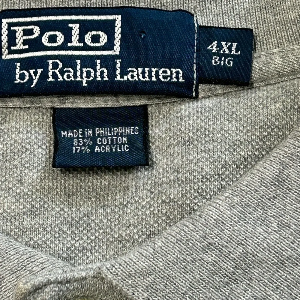 Polo Ralph Lauren men’s 4X fleece lined long sleeve polo shirt light gray color‎